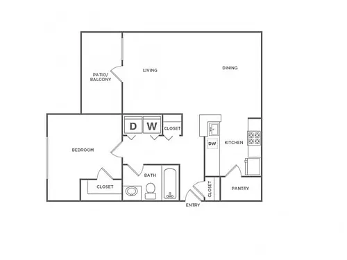 Floor plan The Lookout (763 SF)