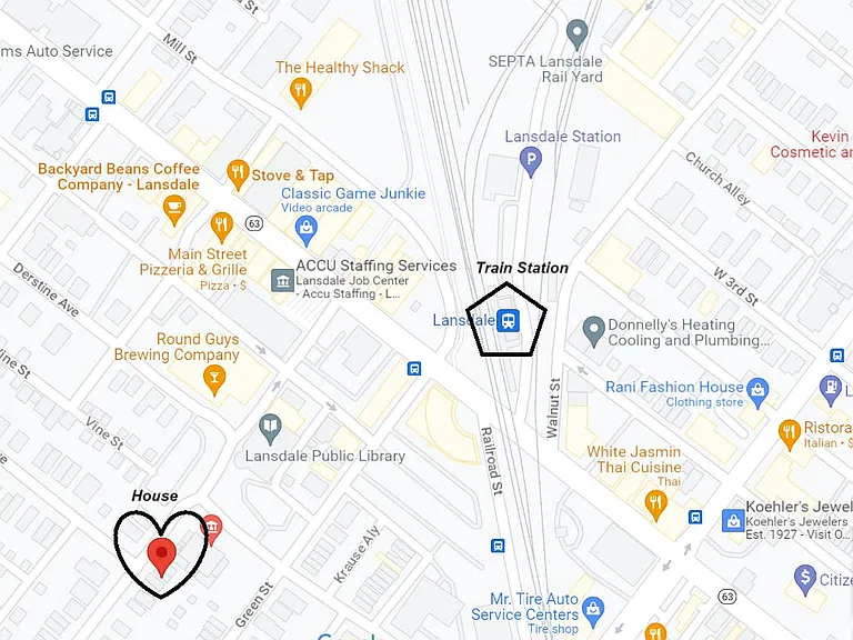 Lansdale map. House is conveniently located near the center of Lansdale with a ton of restaurant and bars
