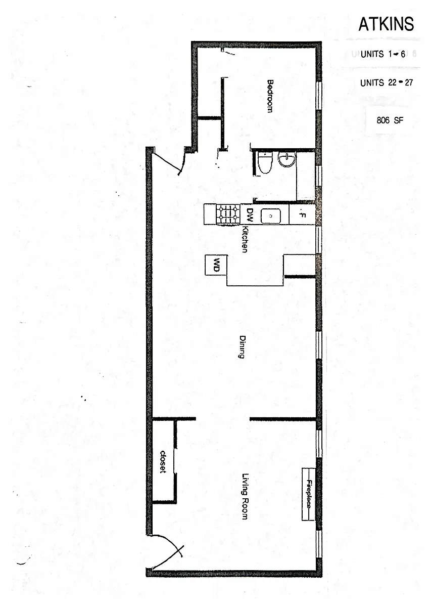 Floor plan Atkins 1-6 and 22-27