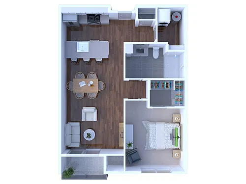 Floor plan 1 Bedroom/1 Bathroom - Phase 2