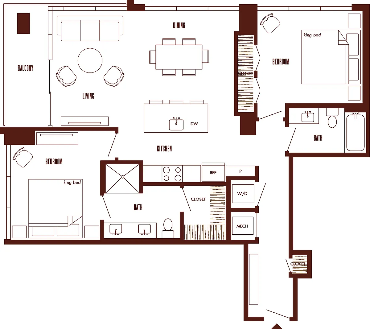 Floor plan 2 Bed/2 Bath-B2b.1