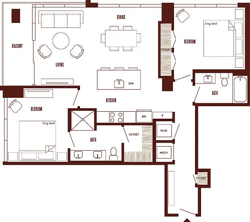 Floor plan 2 Bed/2 Bath-B2b.1