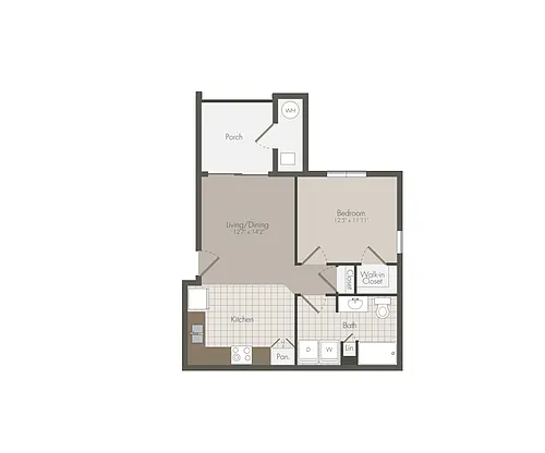 Floor plan 1 bed x 1 bath