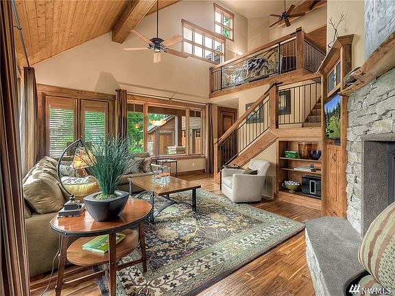 Great Room Featuring gorgeous iron railing