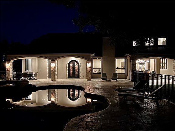 Night view of the pool area