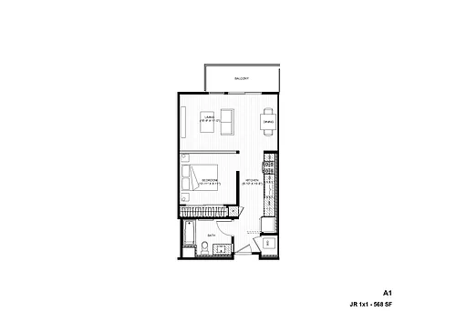 Floor plan A1A1 Jr 1x1