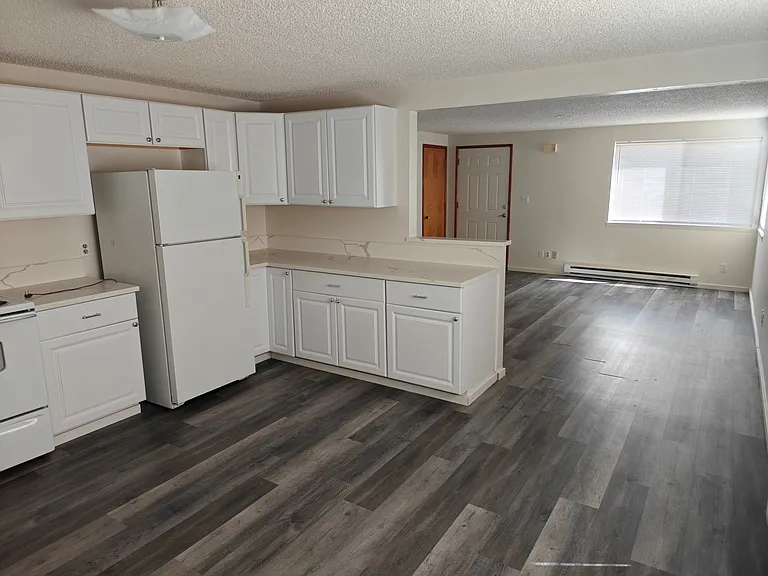 Kitchen connects to main/ living room area