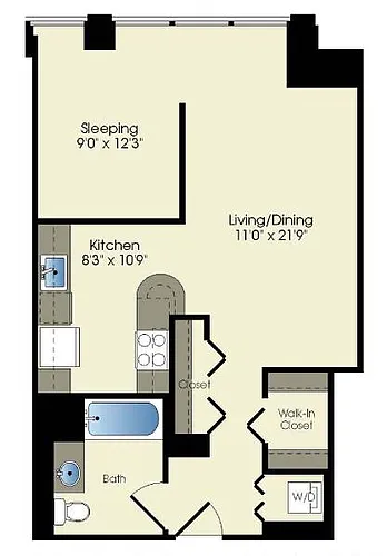 Floor plan convertible / 1 bath (T09)