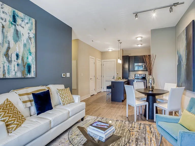 Open concept living and dining area.