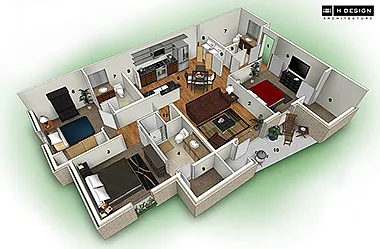 Floor plan 3 Bedroom, 3 Bathroom