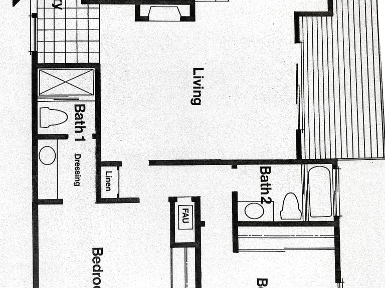 Floor plan of 2 bedroom unit (Mirror image)