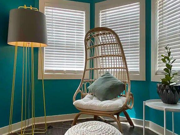 Cozy and colorful living room nook.