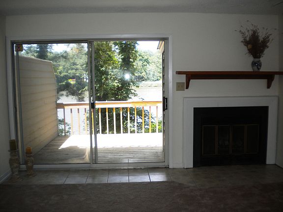 Wood burning fireplace.