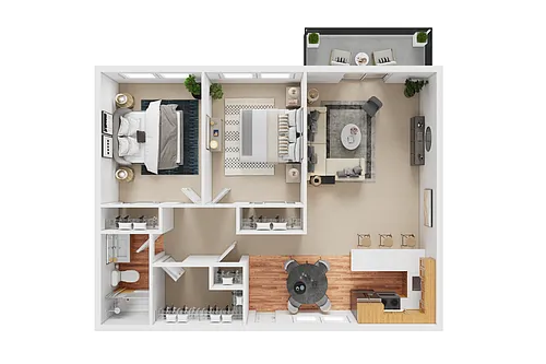 Floor plan 2 Bed 1 Bath