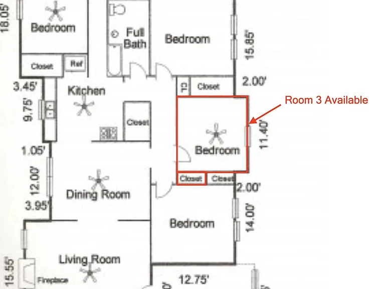 Floorplan - Room 3 available