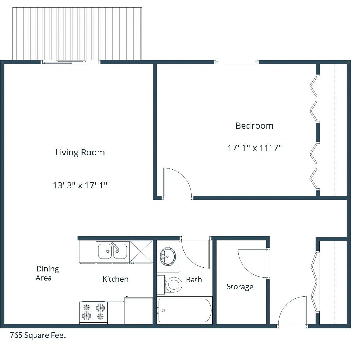 Floor plan One Bedroom 11C