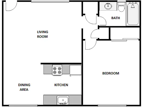 Floor plan 1 Bed / 1 Bath: Type A