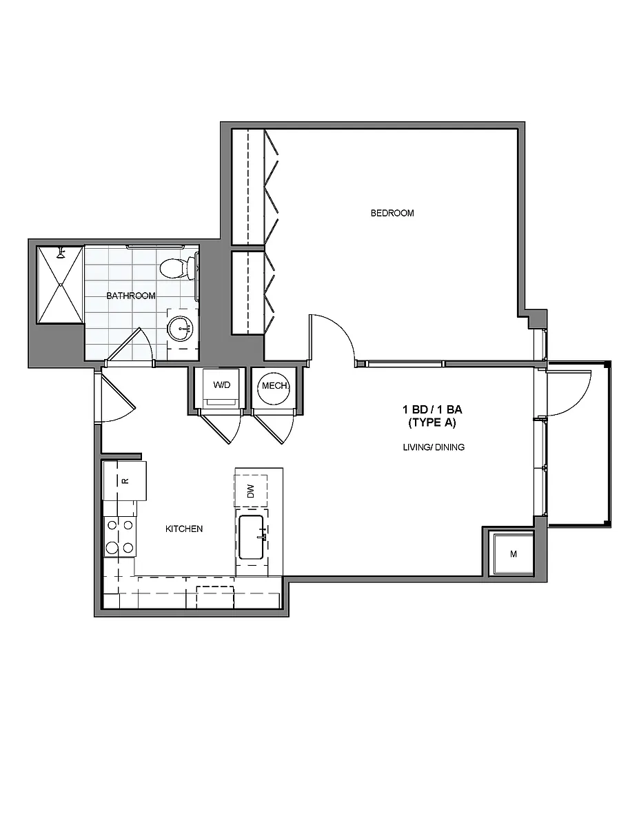 Floor plan One Bedroom with Terrace