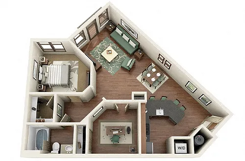 Floor plan Euclid 1 Bedroom 1 Bath - Den