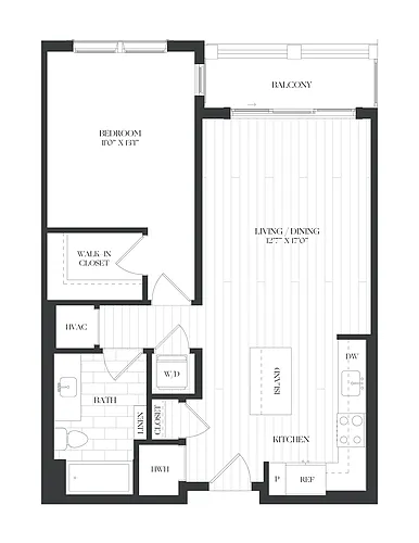 Floor plan 1 Bed/1 Bath-1B-3-C-The Barrett