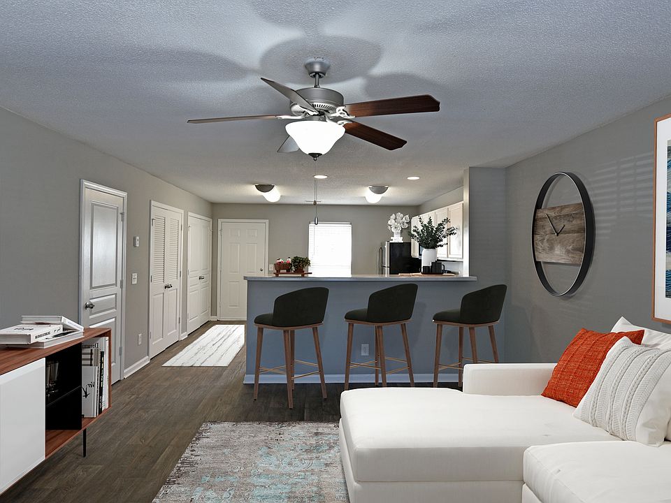 Living Room with Hardwood Style Flooring