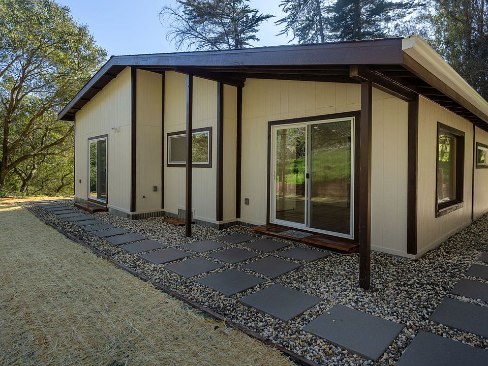 back of home private rear patio and new lawn