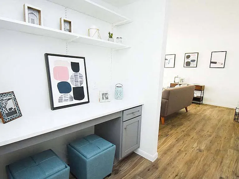Select homes feature built-in desks that are perfect for working from home