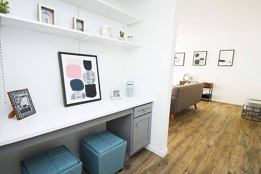 Select homes feature built-in desks that are perfect for working from home