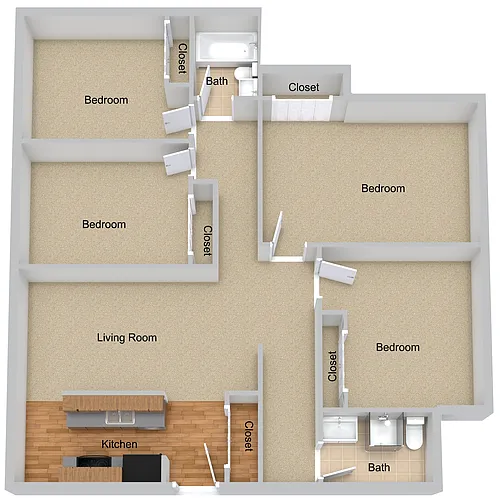 Floor plan Four Bedroom Large
