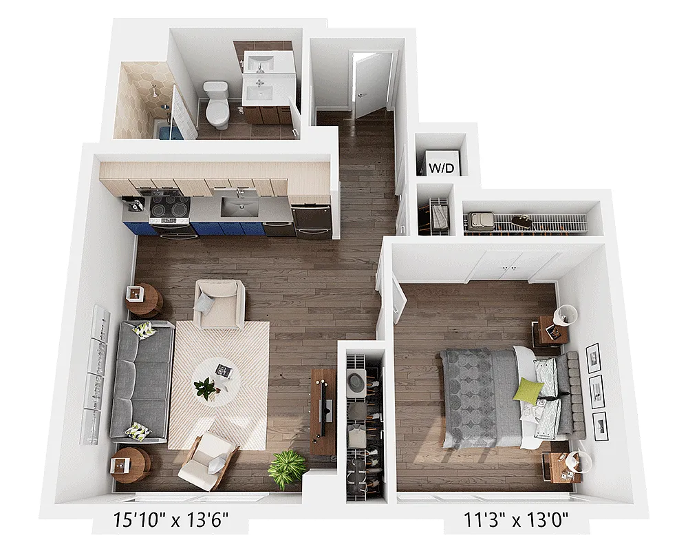 Floor plan One Bedroom A1H