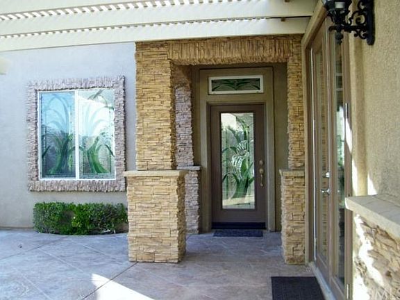 Private Court Yard Entry, Stained Glass Door and Windows
