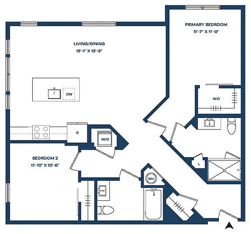 Floor plan 2 Bed/2 Bath-B3 Smyth