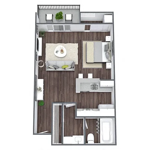Floor plan S1: 0 Bed 1 Bath