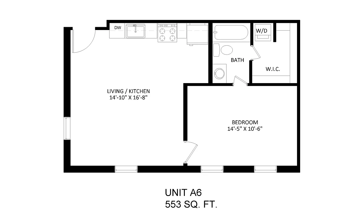 Floor plan 1 bedroom 1 bath