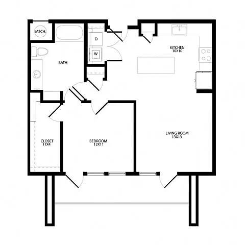 Floor plan One-Bedroom (A6)