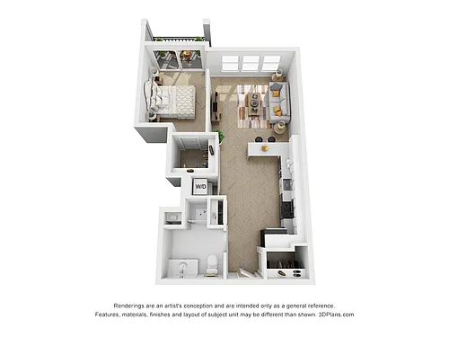 Floor plan F - 1 Bedroom