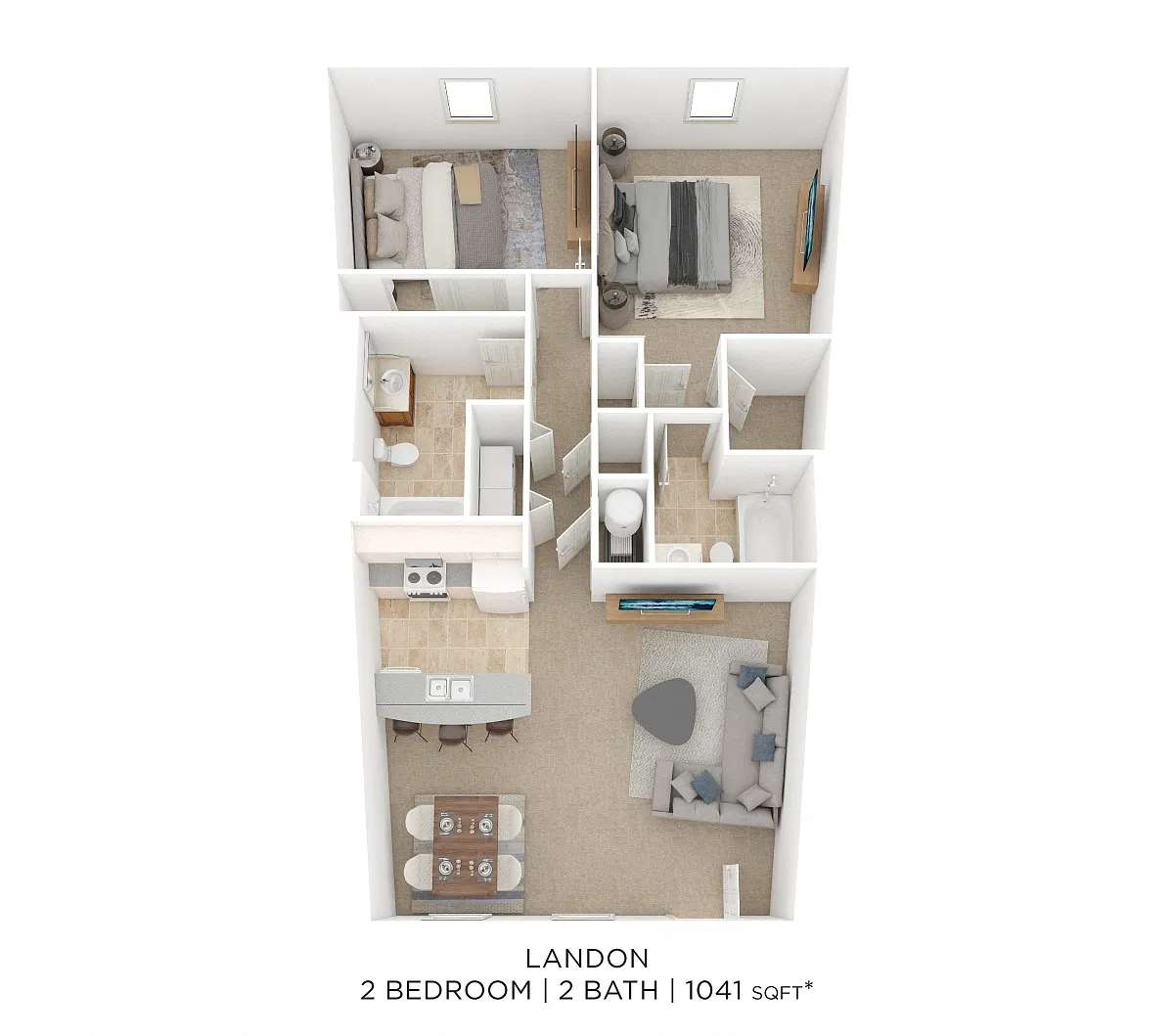Floor plan Two Bedroom 2 Bath-Landon