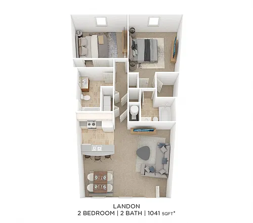 Floor plan Two Bedroom 2 Bath-Landon