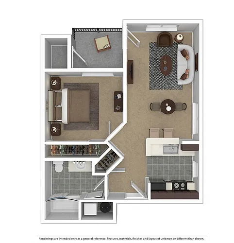 Floor plan 1 Bedroom, 1 Bath