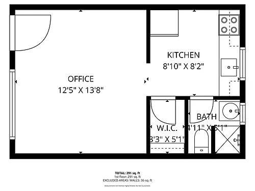 Floor plan Studio 1 Bath