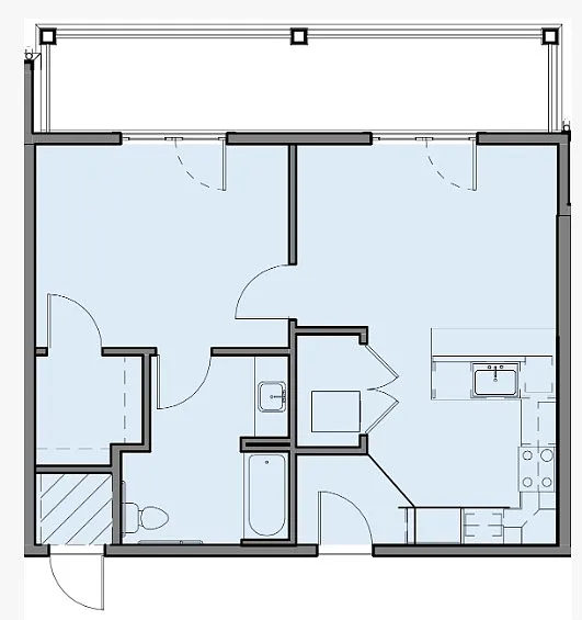 Floor plan 1 Bed Balcony