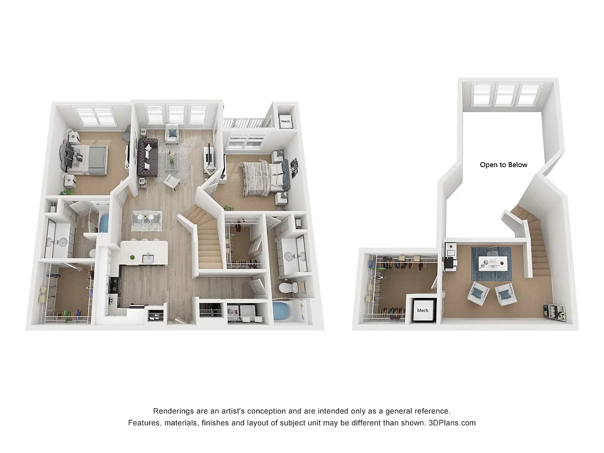 Floor plan Two Bedroom w-Loft R