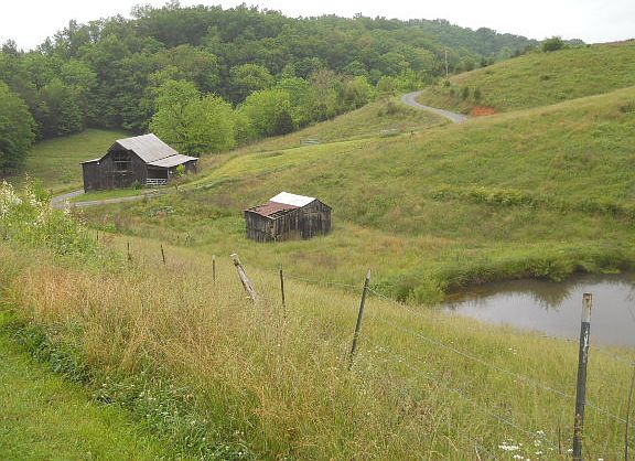 View of barn from deck