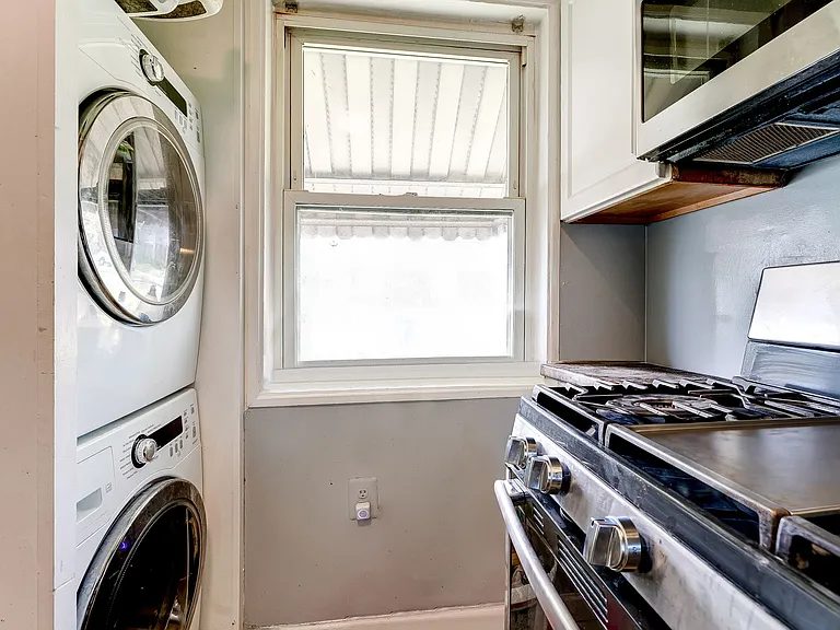 Washer & dryer; gas stove with exhaust fan
