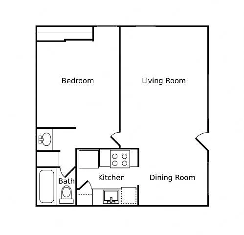 Floor plan 1 Bedroom 1 Bath Market