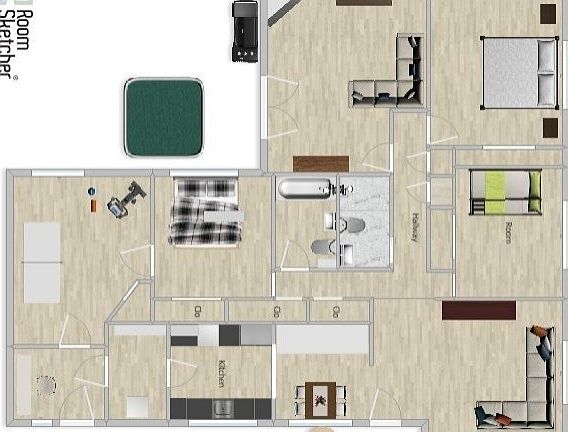Estimate of floor plan. Lots of options of how to use the rooms. There's room for everyone!