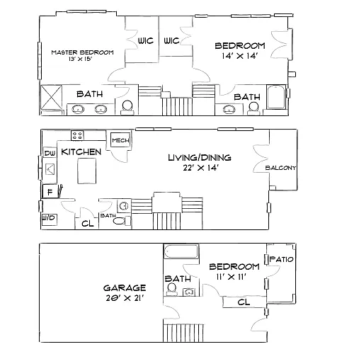 Floor plan Design 3A35 Townhome