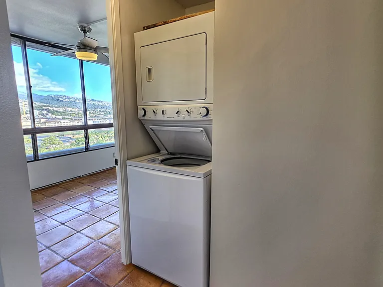 Washer and dryer located inside the unit