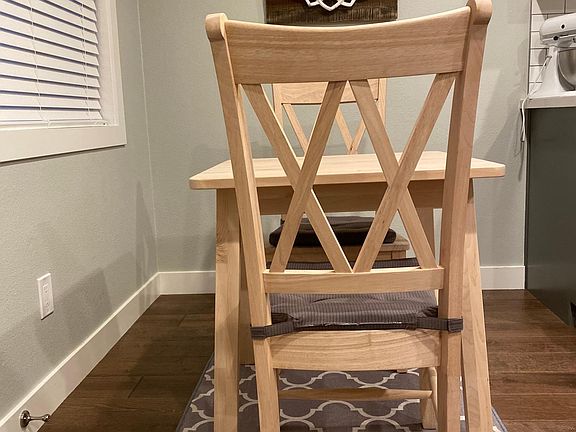 Furnished two person dining room.