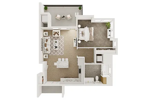 Floor plan 1BD, 1BTH A2